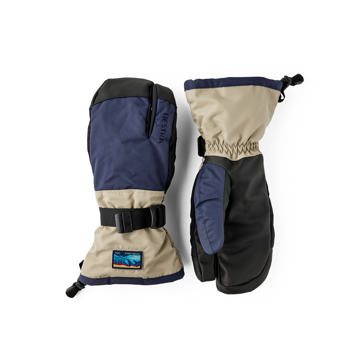Hestra Gauntlet Sr. 3-finger - Mørkeblå/Beige