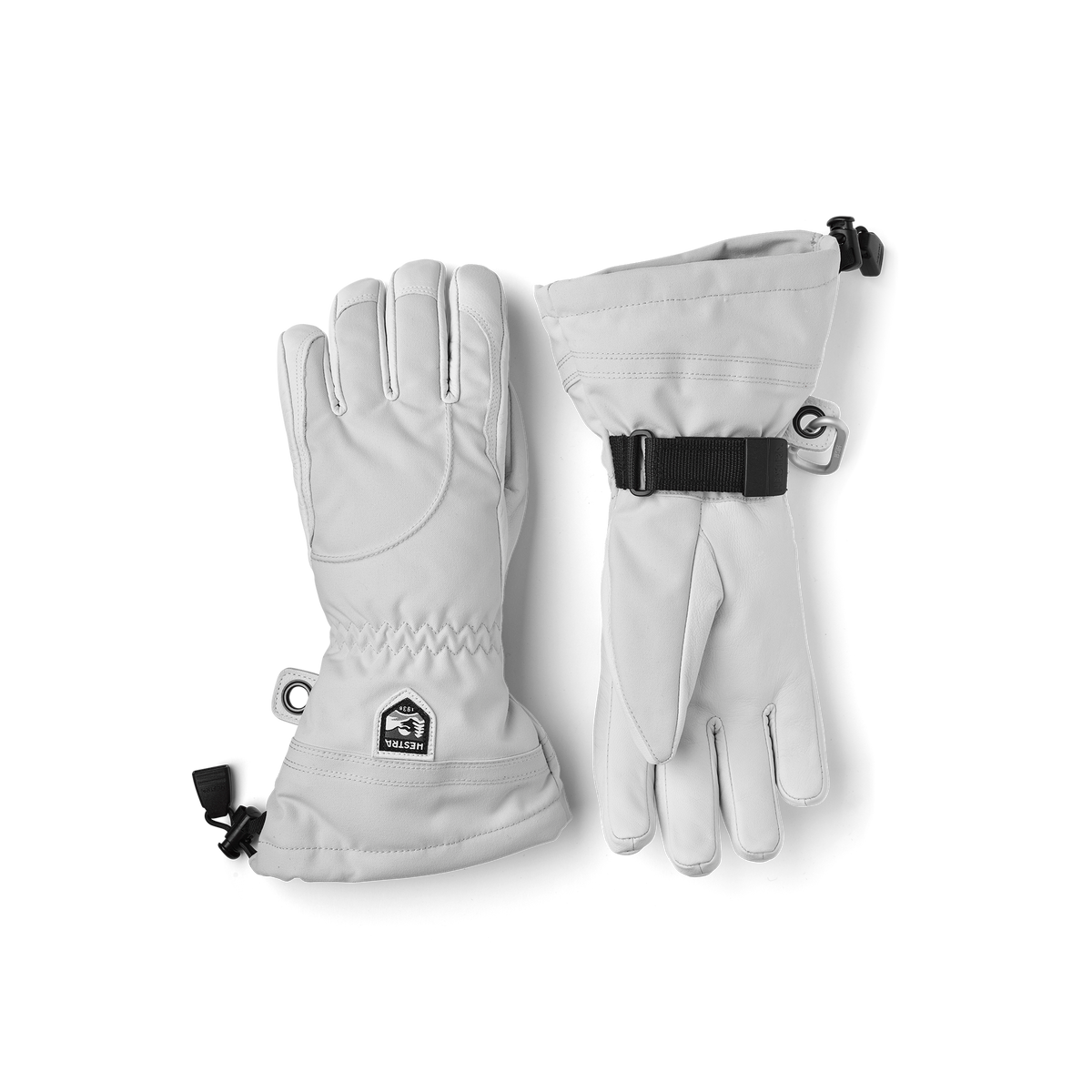 Hestra Heli Ski Dame 5-finger - Lys grå/Offwhite