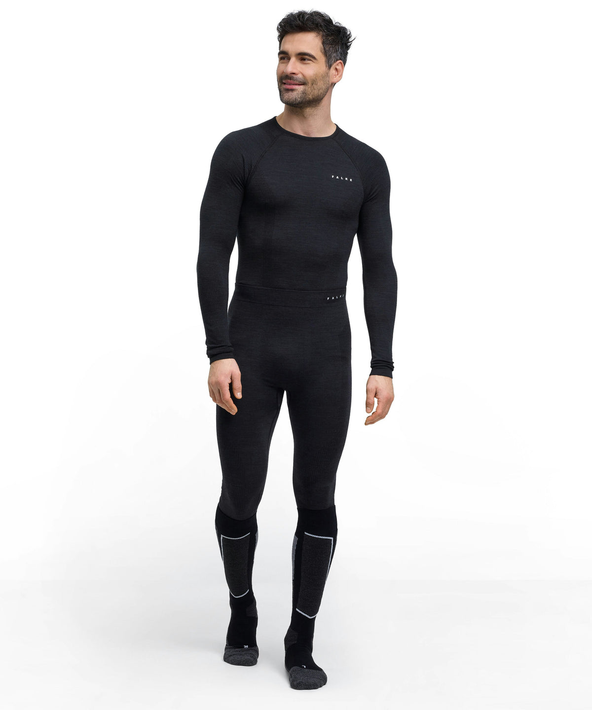 Falke Wool-Tech 3/4 Skiunderbukser Herre - Sort