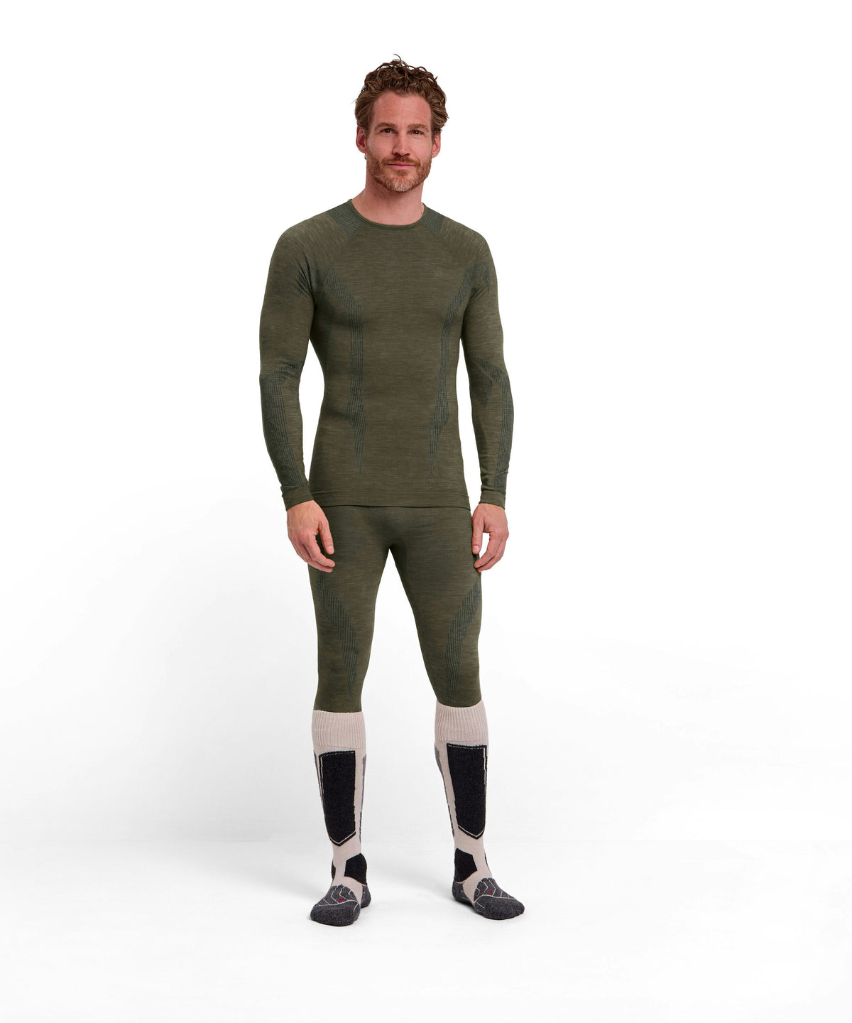 Falke Wool-Tech Langærmet Skiundertrøje Herre - Olive